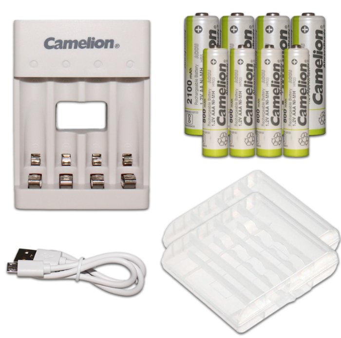 AA and AAA Ni-Mh Camelion Rechargeable Batteries (4aa & 4aaa) + Charger Bundle - Battery World