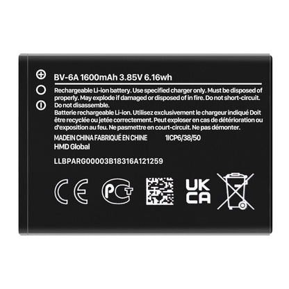 Nokia Bv-6A Battery 2720 V Flip Replacement TA-1295 1500mAh 3.8V