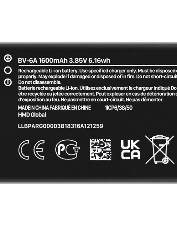 Battery for Bv-6A for Nokia 2720 V Flip Replacement Battery TA-1295 1500mAh 3.8V