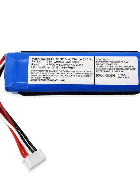 Battery for GSP1029102A JBL Charge 3 2016 Version 22.2Wh