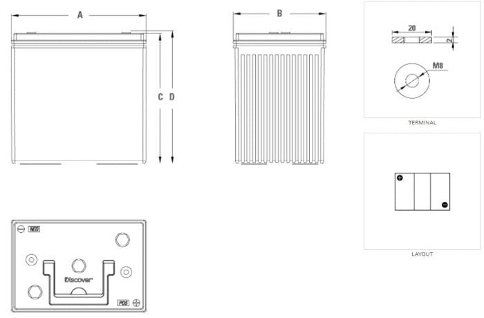Discover 6v 220Ah AGM EV Dry Cell Deep Cycle Battery EVGC6A-A for Floor Scrubber, RV, and more - Battery World