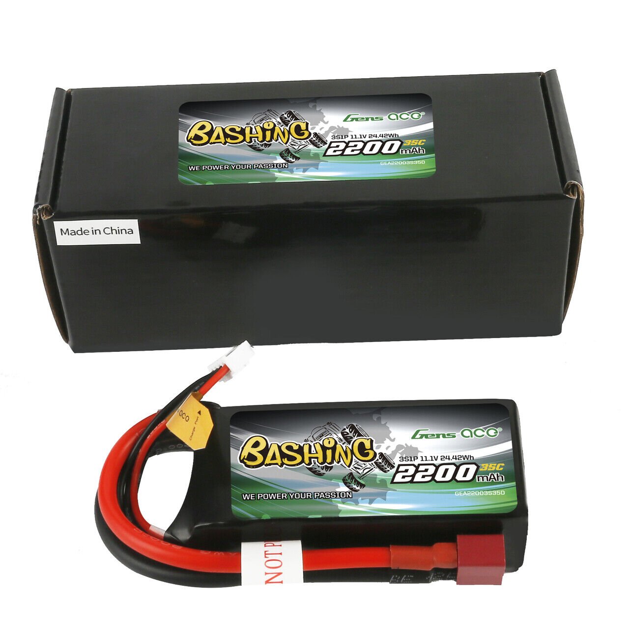 Gens Ace Bashing Battery 11.1V 35C 3S Lipo Battery Pack With Deans T Plug - Battery World