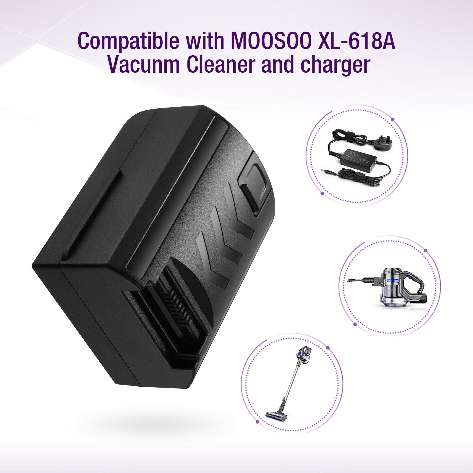 Moosoo Battery 22V 3.5Ah Battery For For XL-618A XL-618 Cordless Vacuum Cleaner - Battery World