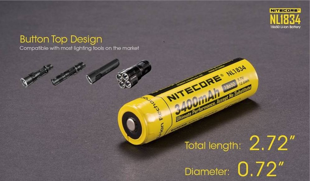 Nitecore 18650 Battery NL1834 3400mAh - Battery World