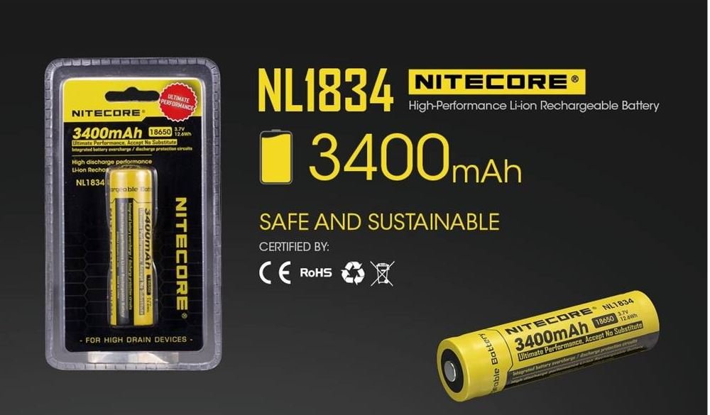 Nitecore 18650 Battery NL1834 3400mAh - Battery World