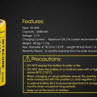 Nitecore 18650 Battery NL1834 3400mAh - Battery World