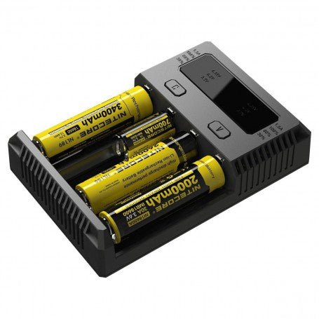 Chargeur Nitecore NEW i4 + 4 batteries 18650 3400mAh NL1834 + câble allume  cigare promotion