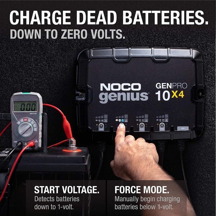 NOCO 12v Battery Charger 40am 4 Bank Auto On/Off For All Battery Types GenPro 10x4 - Battery World