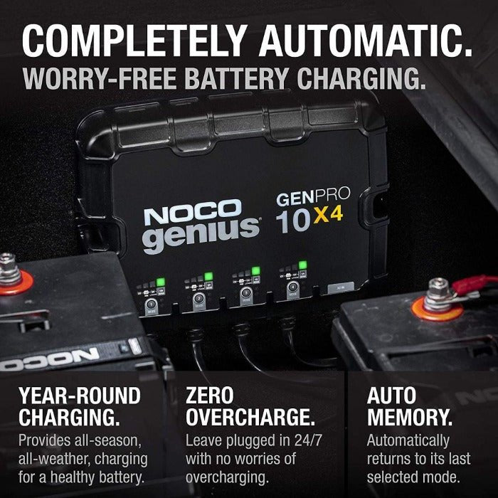 NOCO 12v Battery Charger 40am 4 Bank Auto On/Off For All Battery Types GenPro 10x4 - Battery World