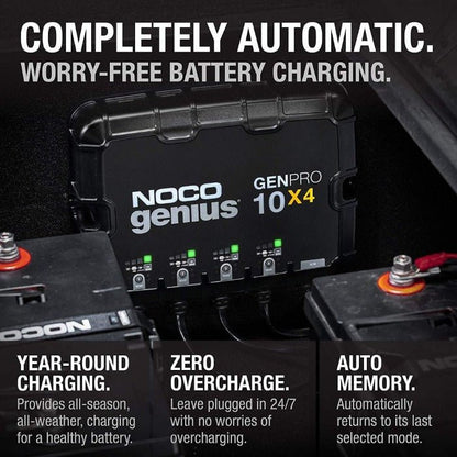 NOCO 12v Battery Charger 40am 4 Bank Auto On/Off For All Battery Types GenPro 10x4 - Battery World
