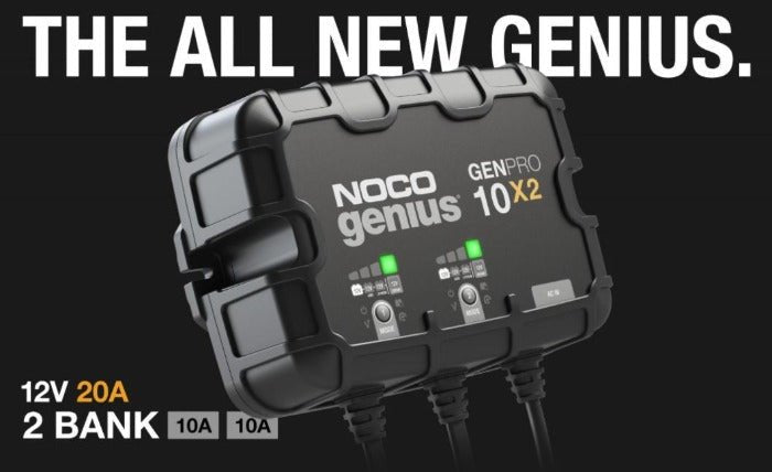 Noco GenPro10x2 On-Board Battery Charger 2-Bank 20-Amp -Smart Battery Maintainer and Charger - Battery World