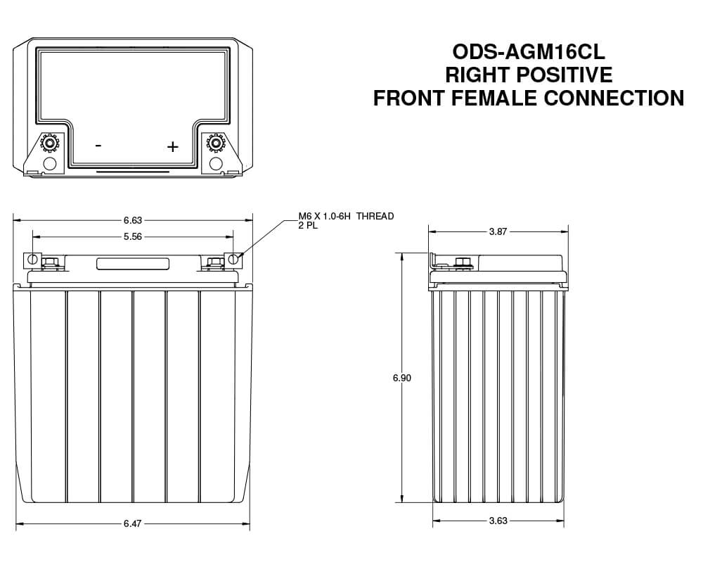 ODS-AGM16CL PC625 12v Battery Odyssey Extreme Series