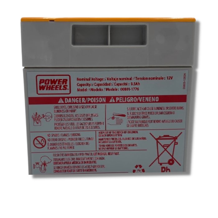 Power Wheels 12V Battery Orange Top for Hurricane and Many Other Fisher-Price 00801-1776 - Battery World