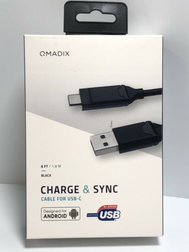 Qmadix - Type A to Type C 2.0 Cable 6ft - Black - Battery World
