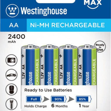 Rechargeable AA Batteries NiMh 4 Pack 2400mAh