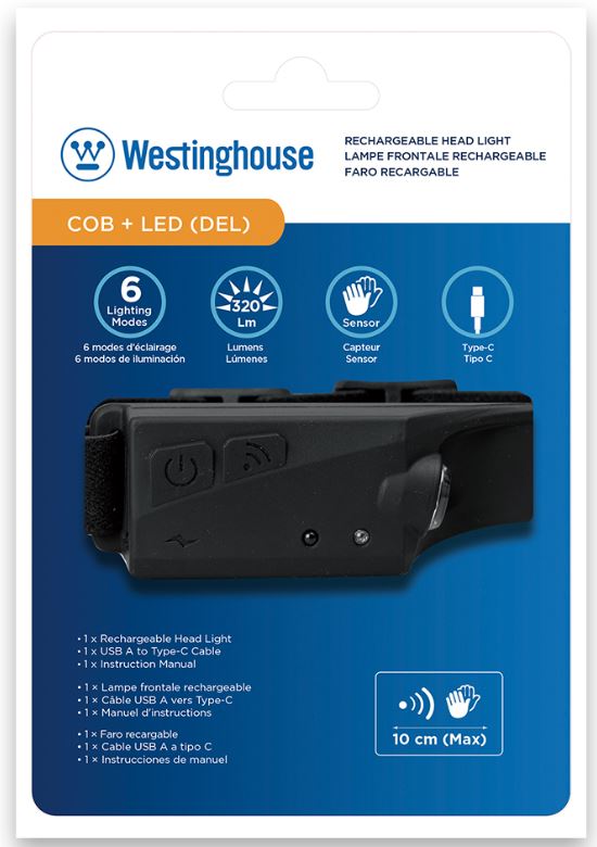 Rechargeable Head Light COB & LED WF218 Wave Sensor - 6 Lighting Modes - Battery World