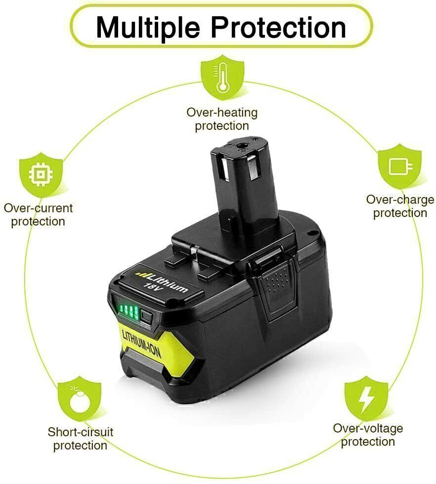 Batterie 18V 5000mAh Pour Ryobi ONE+ – Compatible RB18L50, P108, P109 – Autonomie Longue Durée