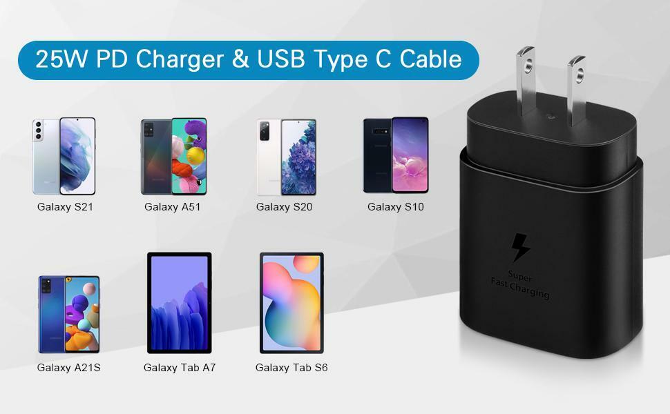 USCB-C Super Fast Wall Charger+6FT Cable For Samsung Galaxy S20 S21 S22 - Battery World