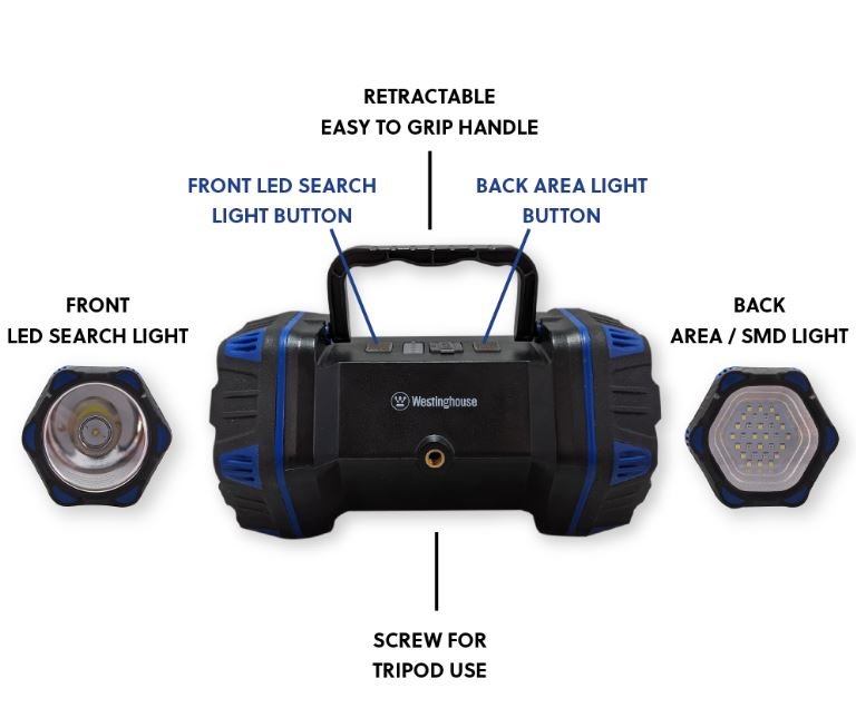 WF217 Rechargeable Search Light, Area Light, Mobile Power Bank - 8 Lighting Modes - Battery World
